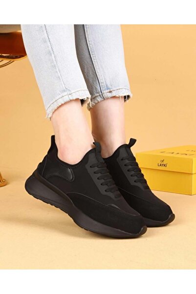 layki Dracia Full Black Color Luxury Suede Women's Daily Walking Shoes