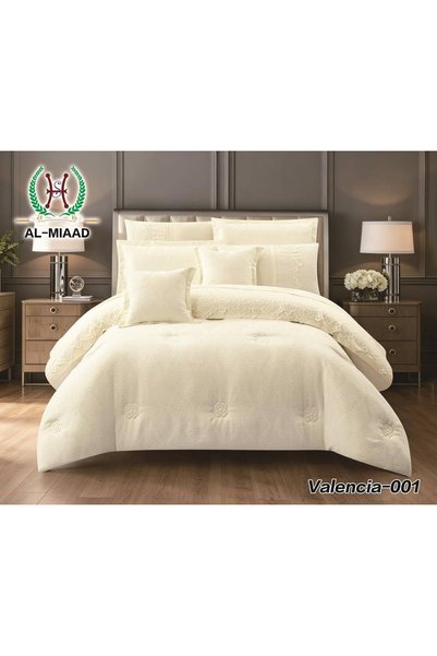 M.A.A Cozyhome Luxury Jacquard Bridal Bedspread 10 Pieces Nefren with Lace and Pillowcases _ Fixed Filling _ Suitable for Gift Giving