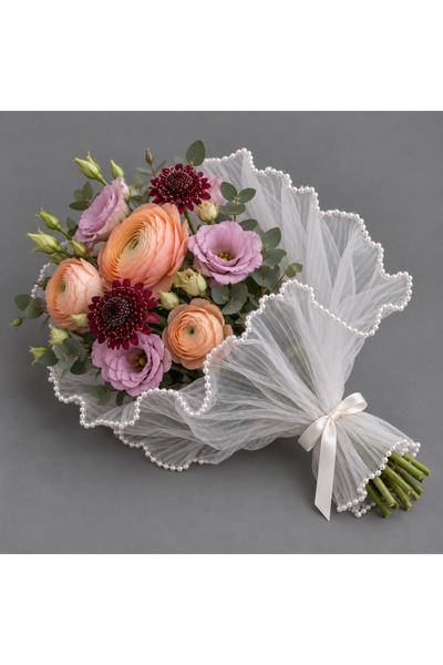 Renk İthalat Pearlized Fabric White 2 Meters Ruffle Pleated Bouquet Wrapping ...