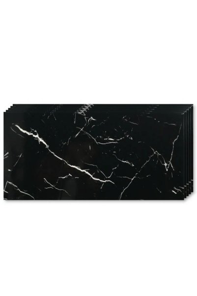 Tapetoo Home Decor Σετ 10 Αυτοκόλλητων Πάνελ Τοίχου με Εφέ Μαύρου Μαρμάρου, μ...
