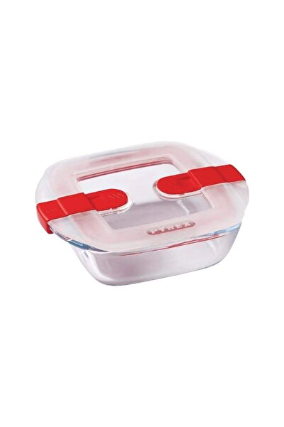 Pyrex Квадратен съд за храна, с капак, от термоустойчиво стъкло, 25x22см/2.2л