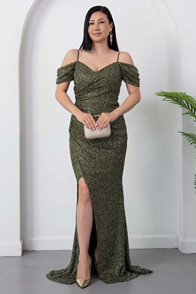 PULLIMM Rochie de seara cu decolteu dublu si fanta 41070