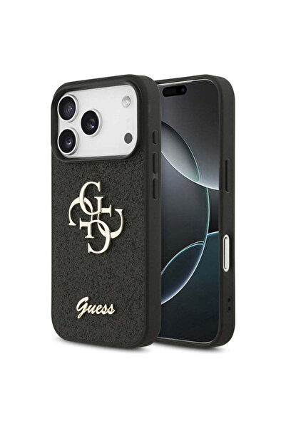 Guess Θήκη για iPhone 18 Pro Max, με σταθερά γκλίτερ, Μεγάλο 4G, Μαύρο