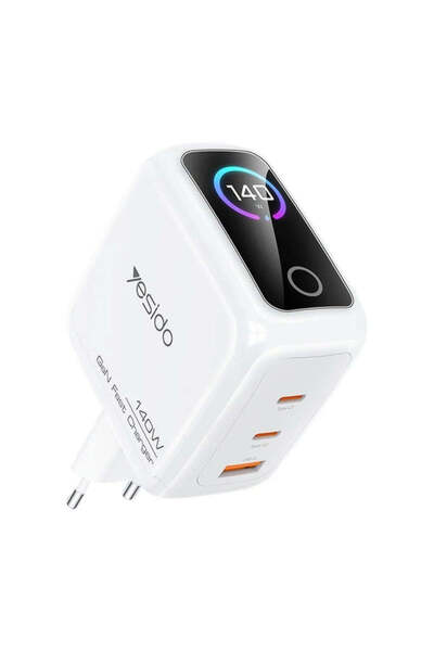 Yesido Incarcator Retea YC114 Display, 140W, 5A, 1 x USB-A - 2 x USB-C, Alb