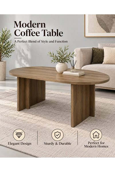 TrentonGCC طاولة قهوة بيضاوية عصرية 120×60×45 سم – طاولة معاصرة لغرفة المعيشة...