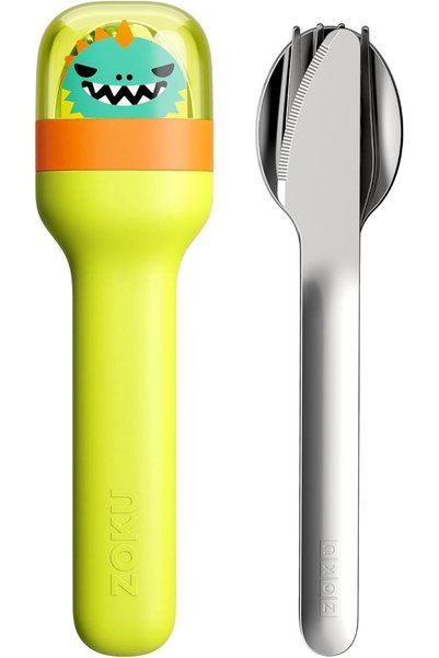 Zoku Zoco Children's Dinosaur Design Pocket Cutlery Set - Children's Silverwa...