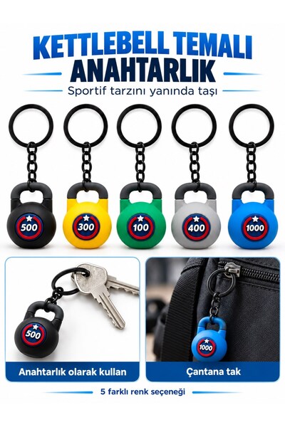 CKSpor Kettlebell Themed Sports Keychain Fitness Design Bag Accessory A38
