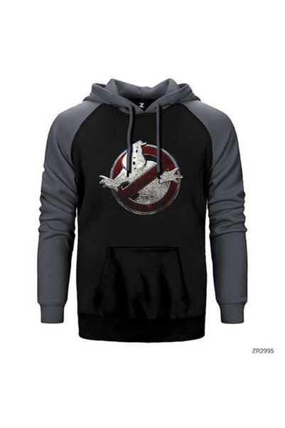 CrowsGate Ghostbuster Splash Gray Double Color Raglan Sleeve Hooded Sweatshirt