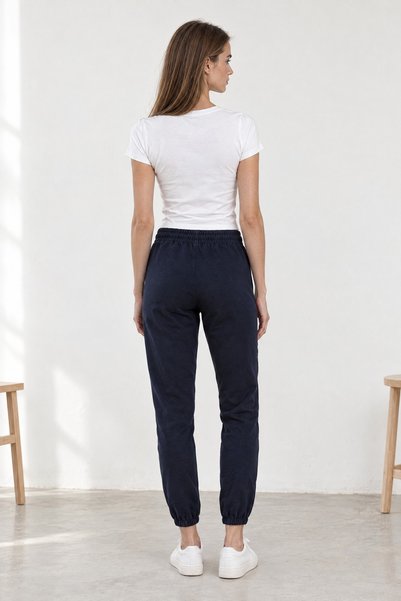 Pepeross Women's Jogger Sweatpants with Elastic Waist and Cuffs and Pockets, Navy Blue
