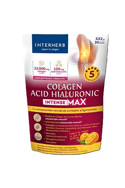 Interherb Colagen si Acid Hialuronic Intense Max cu Aroma de Portocale - Inte...