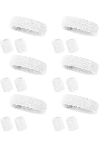 GENERAL Preventing Sweat Wristbands - 18 Pcs Sports Wristband Headband Set So...