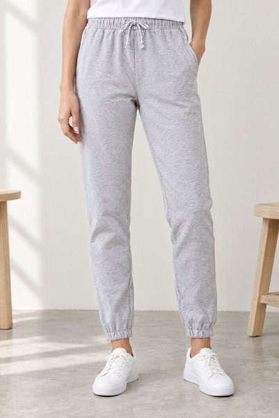 Pepeross Women's Jogger Sweatpants with Elastic Waist and Cuffs and Pockets, Gray Melange