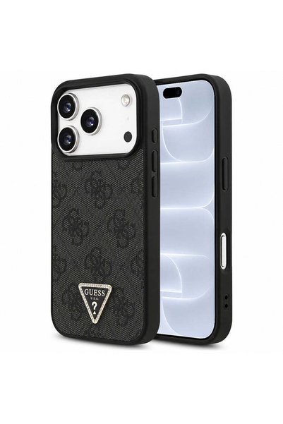 Guess Husă pentru iPhone 17 Pro, iPhone 18 Pro, din piele, 4G Triangle Strass...