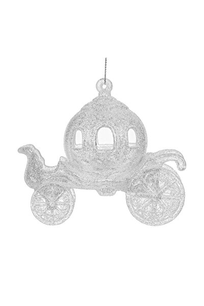 OEM Ornament Brad de Crăciun Caleasca Albă cu Glitter Irizat 11x6x11 cm – Atm...