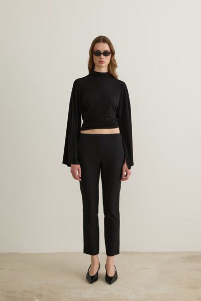 boneqa barcelona Παντελόνι Paula Slim Fit Μαύρο Σιγκαρέτα