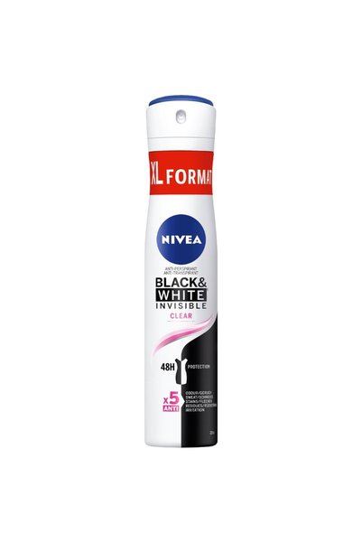 NIVEA Invisible for Black&White Clear Deodorant spray pentru femei, 200 ml