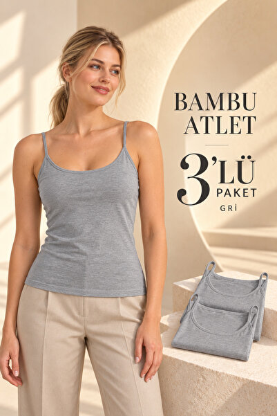 Bravie Bambu Ultra Comfort Αθλητικό Σετ με Κορδόνια και Λουράκια 3 τεμαχίων Γκρι
