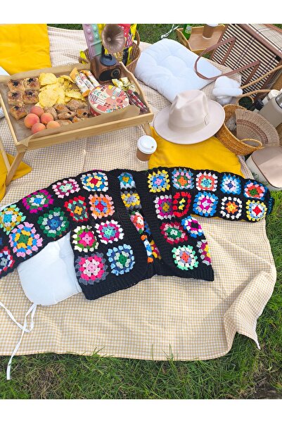 hobilanka Cardigan cu motiv pătrat tricotat manual pentru femei - Cardigan tricotat manual pentru mame, Granny Square