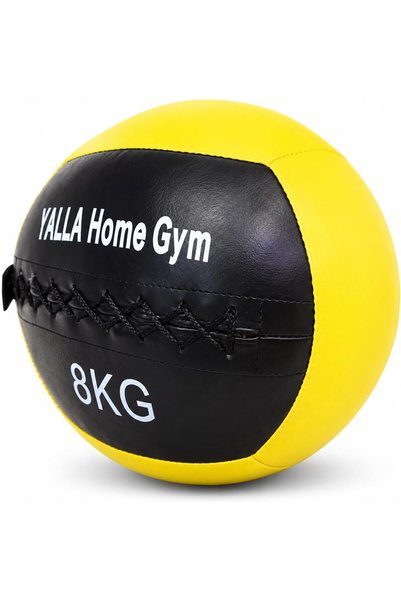 YALLA HomeGym 8 kg Medicine Ball, Soft PU Leather Shell, Double-Stitched Seam...