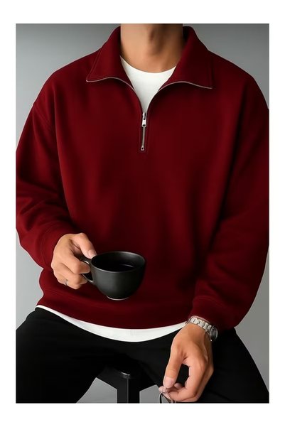 luci sports Men's Half Zippered Standing Collar Sweatshirt