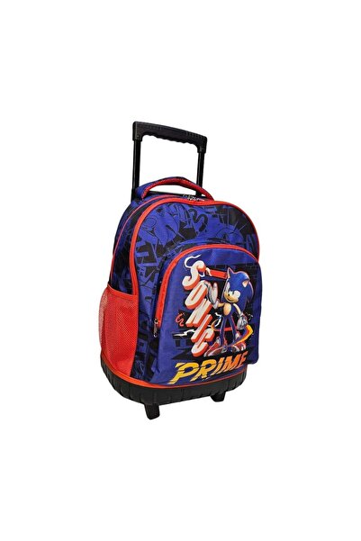 SONIC THE HEDGEHOG Ghiozdan troler pentru școală, model Sonic, cu 3 compartim...