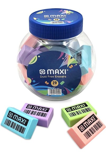 MAXİ ممحاة كلاسيكية كبيرة خالية من الغبار [عبوة من 20 قطعة] لأداء ممتاز في ال...