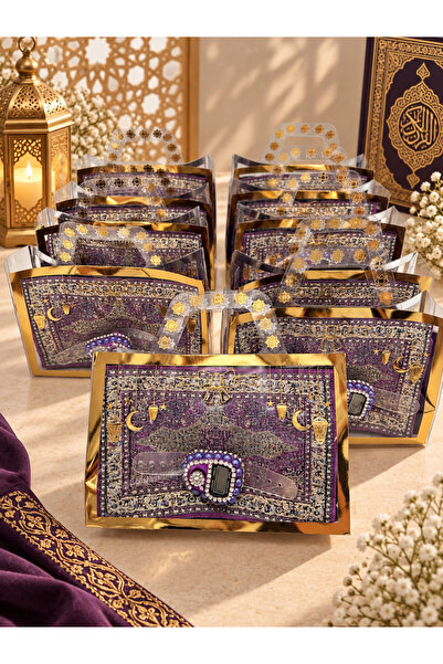 LenaToptan 10 Pieces of Mor Gilded Bag with a Flared Cover Inside, Ethnic Wal...