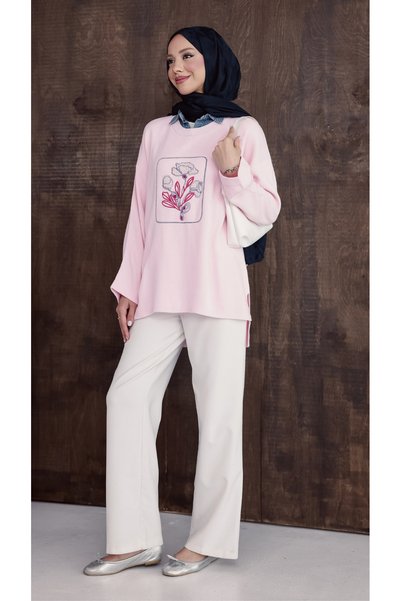 sorisso Knitwear Washable Denim Collar Embroidered