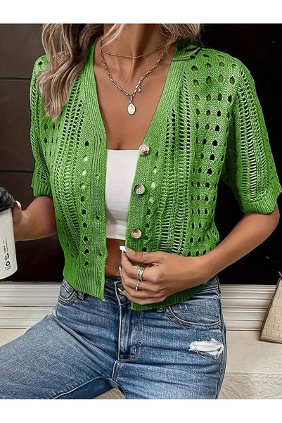 Sheya Cardigan cu mânecă scurtă, verde
