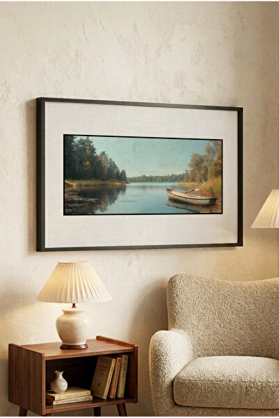 Zevahir Mobilya Dekorasyon 1 Piece Black Wooden Framed Horizontal Wooden Pain...