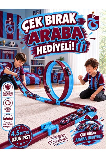 Go Track Çek-Bırak Araba Hediyeli Bordo-Mavi Renk Esnek Yarış Pisti 4,5 Mt