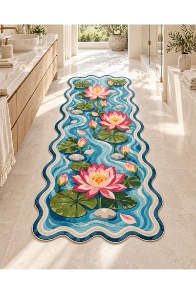 Rugs Modern Halı Auraplus Water Lily Pond Pattern Modern Woven Base Decorativ...