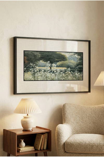 Zevahir Mobilya Dekorasyon 1 Piece Black Wooden Framed Horizontal Wooden Pain...