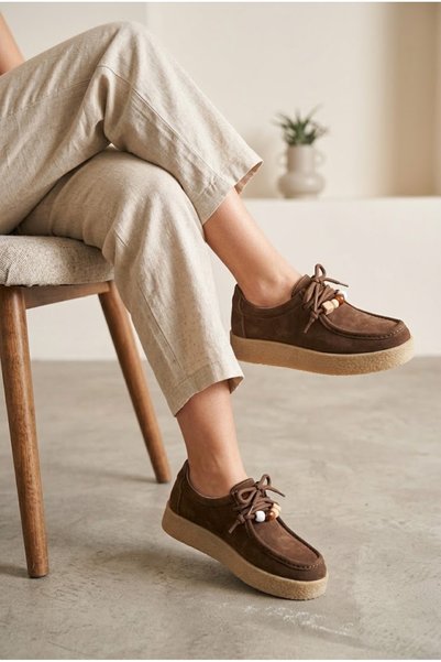 MERVESTORE Γυναικεία casual παπούτσια τύπου μοκάσιν με όψη σουέτ, με χάντρες ...