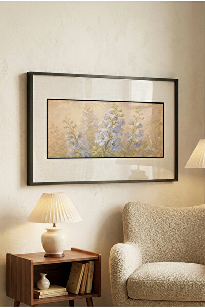 Zevahir Mobilya Dekorasyon 1 Piece Pvc Framed Black Wooden Framed Pastel Blue...