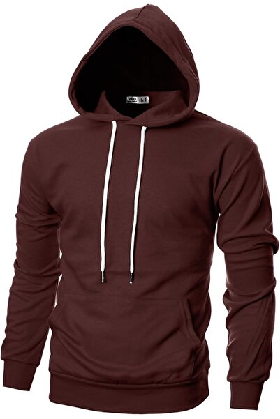 Ohoo Mens Slim Fit Long Sleeve Lightweight Pullover Basic Hoodie With Kangaro...