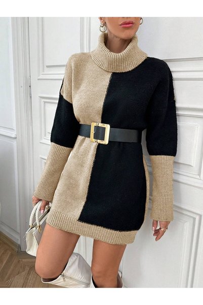 MARLİNG Striped Short Knitwear Dress Sweater