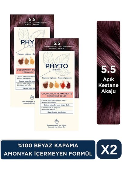 Phyto Phytocolor Amonyaksız Kalıcı Doğal İçerikli Bitkisel Saç Boyası 5.5 Açı...