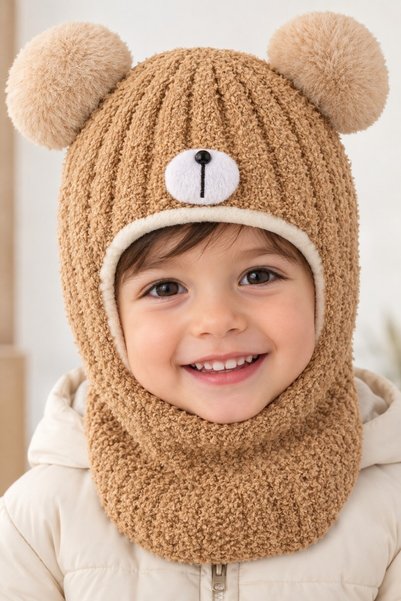 minik'o kids قبعة كيتي 26480-01 للبنات والأولاد مع ياقة