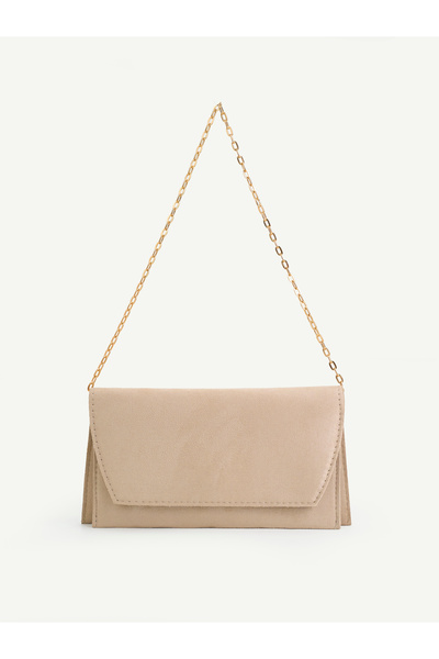 SHAKA Cream Suede Shk350 with Chain Strap, Magnetic, 3 Compartments, Women's ...