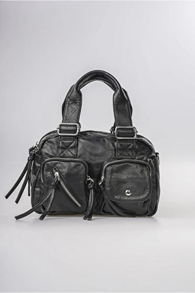 ÇÇS Women's Washed Leather Look Multi-Pocket Zippered Adjustable Strap Hand a...