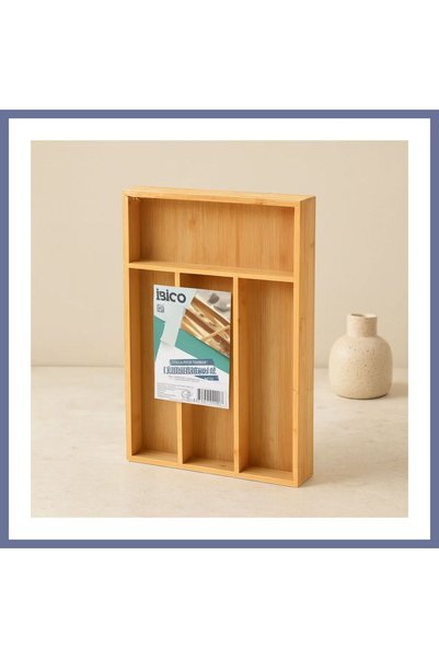 Generic Brand Bamboo Drawer Spoon Holder 22.4X33 cm - 4 Compartment Multi-Pur...