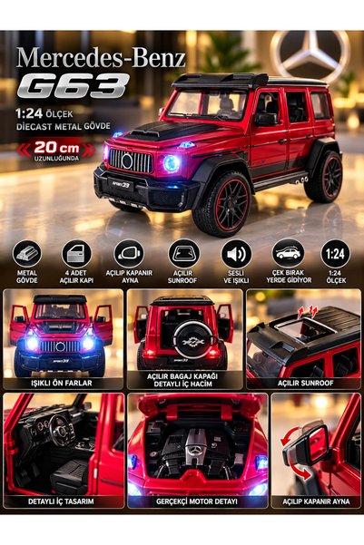 egomoni METAL SESLİ IŞIKLI KAPILARI AÇILABİLEN 20 CM BÜYÜK BOY METAL MERCEDES...