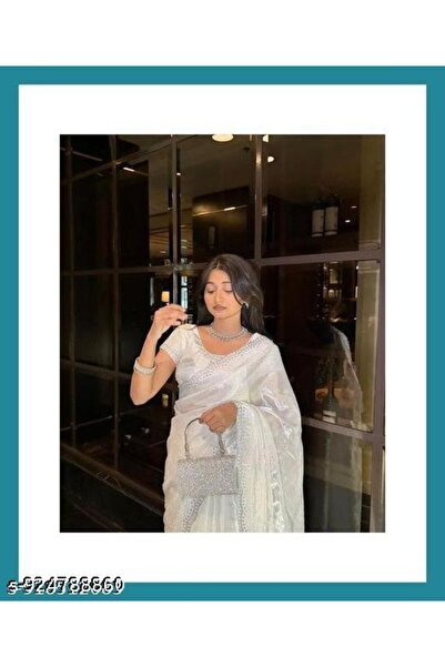 Generic Brand Pure Net Fabric Saree | White Colour Saree