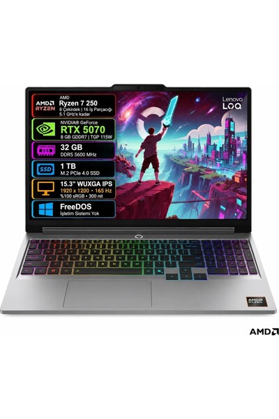 LENOVO LOQ 15AHP11 83TN0096TR-04 AMD Ryzen 7 250 32GB RAM 1TB SSD RTX5070 8GB...