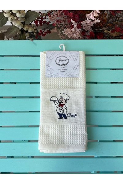 Generic Brand Gonca 40X60 cm 2-Piece Embroidered Kitchen Towel Set 100% Cotto...