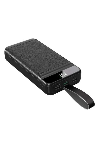 Midcom S-link P300 30000mAh PD22.5W+QC3.0 18W Siyah LCD Taşınabilir Pil Şarj Cihazı Powerbank