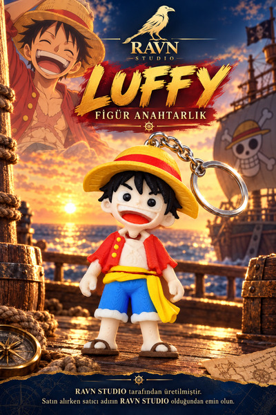 One Piece Monkey D. Luffy Figür Anahtarlık 7,5 cm – Anime Temalı Anahtarlık
