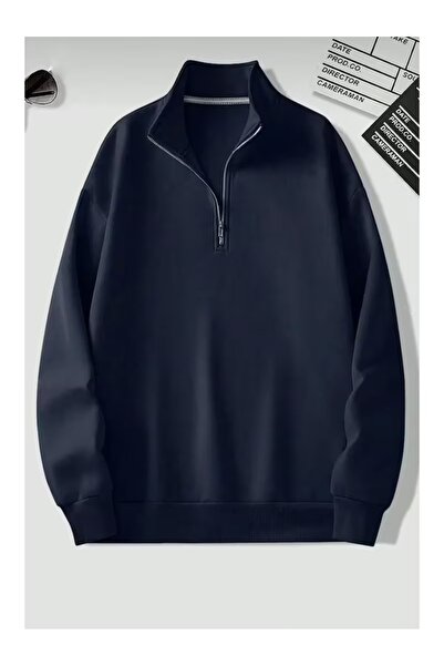 ZİYMO Men's Half Zippered Standing Collar Sweatshirt