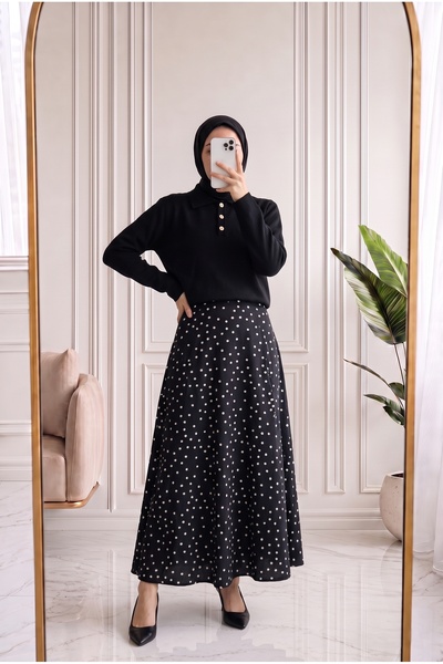 MİHRA STORE Elodie 3 Gold Buttoned Knitwear Pullover-Zİ7097 Schwarz